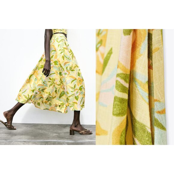 NEW ZARA printed linen skirt 8351 - Picture 3 of 3